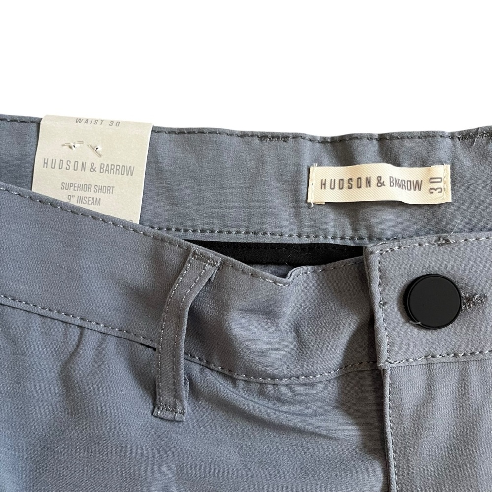 NWT Hudson & Barrow Superior Short 9in inseam Gray Tech Bottom Shorts Waist 30 - Picture 3 of 7